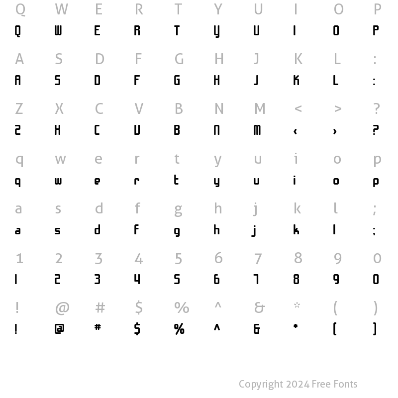 Character Map of SF Chrome Fenders Bold