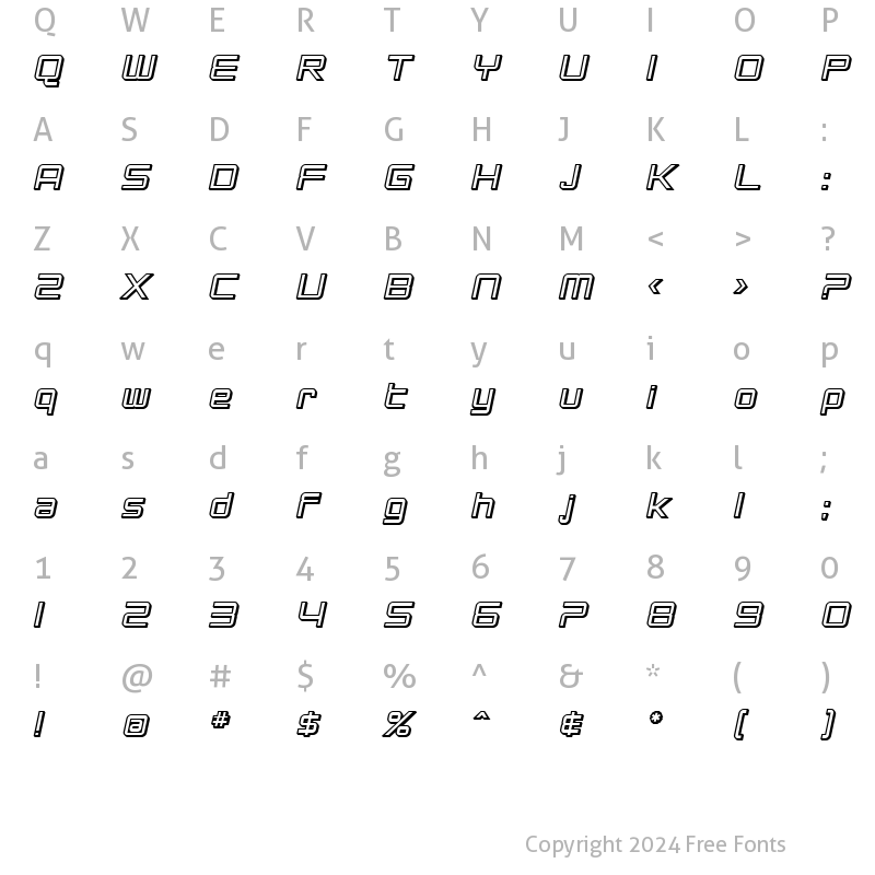 Character Map of SF Chromium 24 Bold Oblique