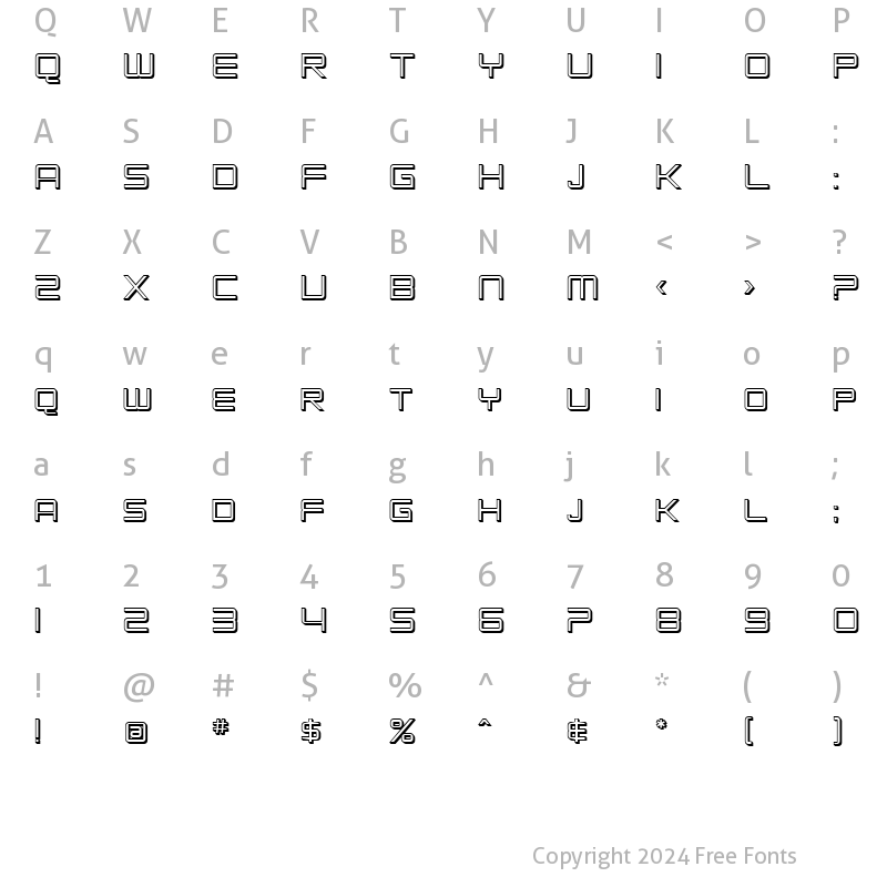 Character Map of SF Chromium 24 SC Regular