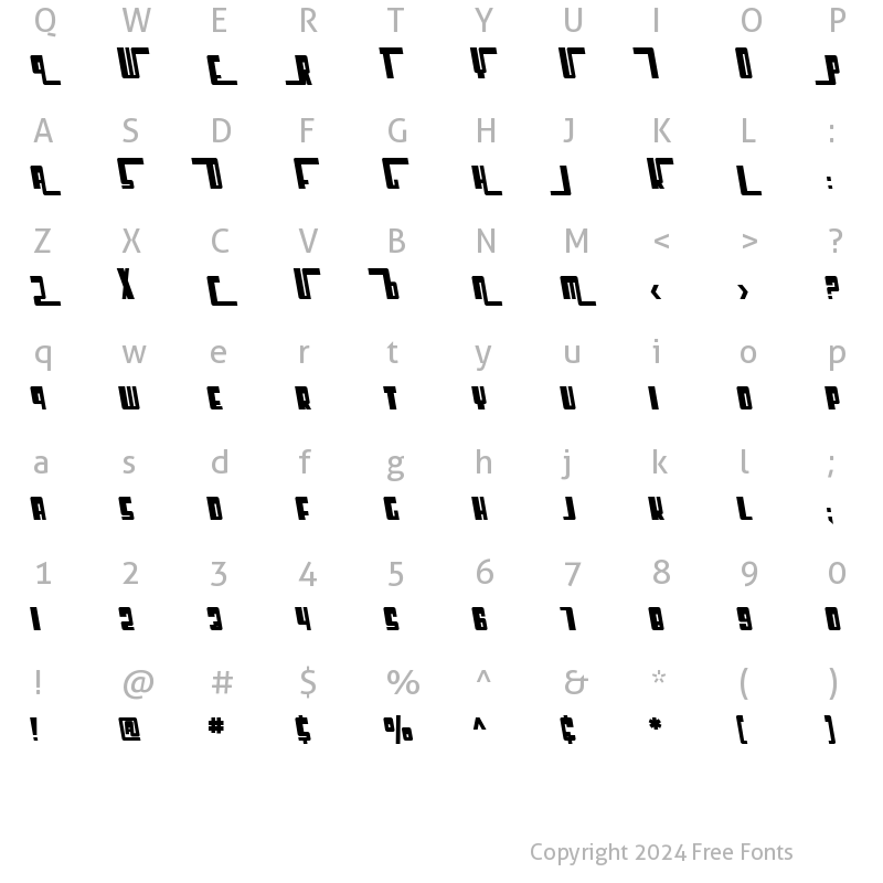 Character Map of SF Cosmic Age Bold Oblique