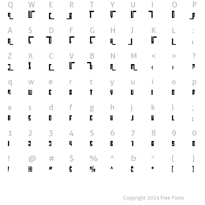 Character Map of SF Cosmic Age Condensed Regular