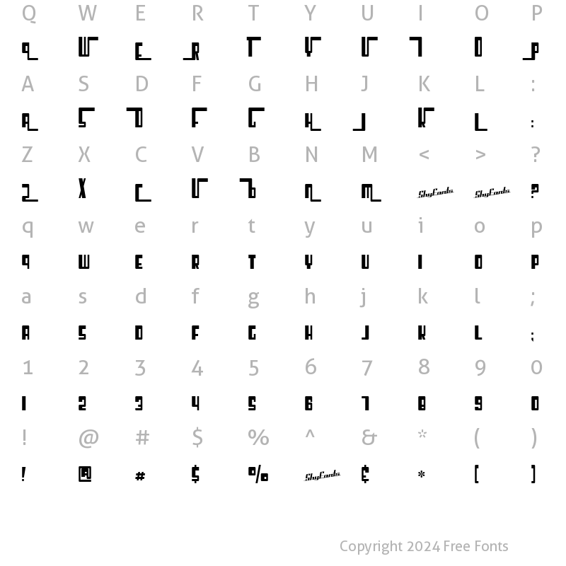 Character Map of SF Cosmic Age CondUpright Regular