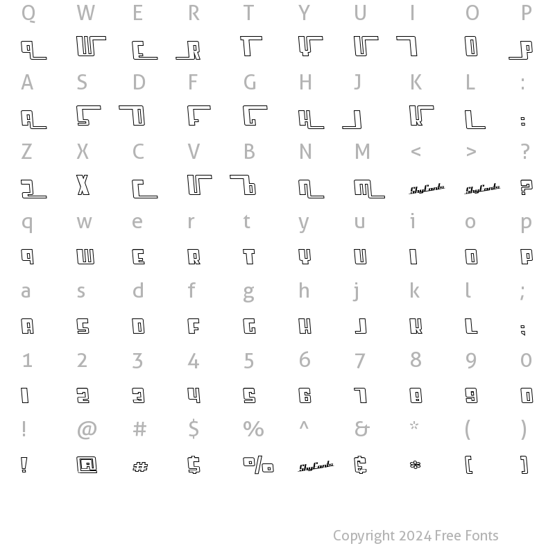 Character Map of SF Cosmic Age Outine Regular