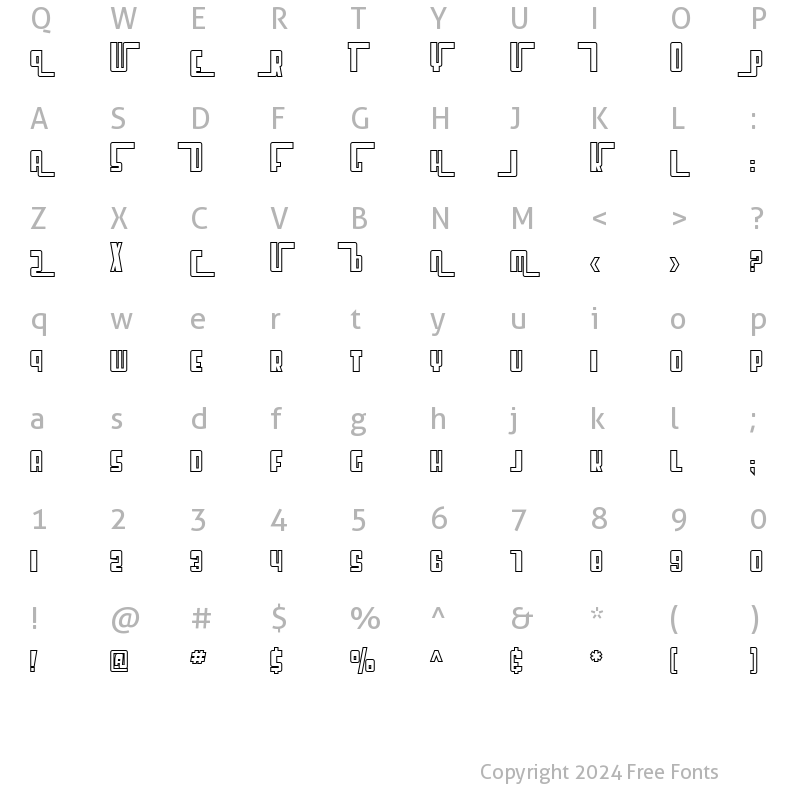 Character Map of SF Cosmic Age Outline Regular