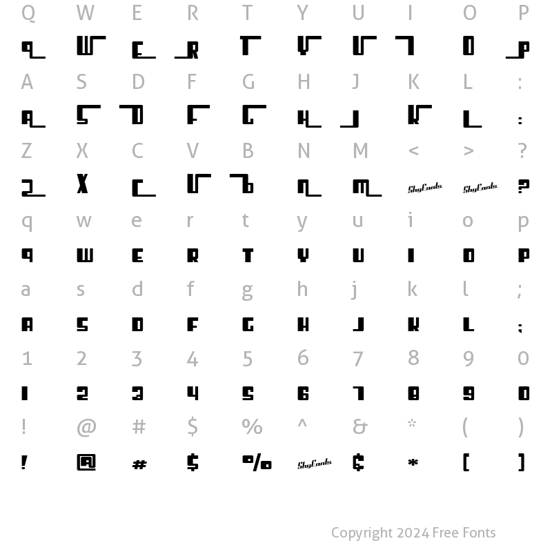 Character Map of SF Cosmic Age Upright Bold