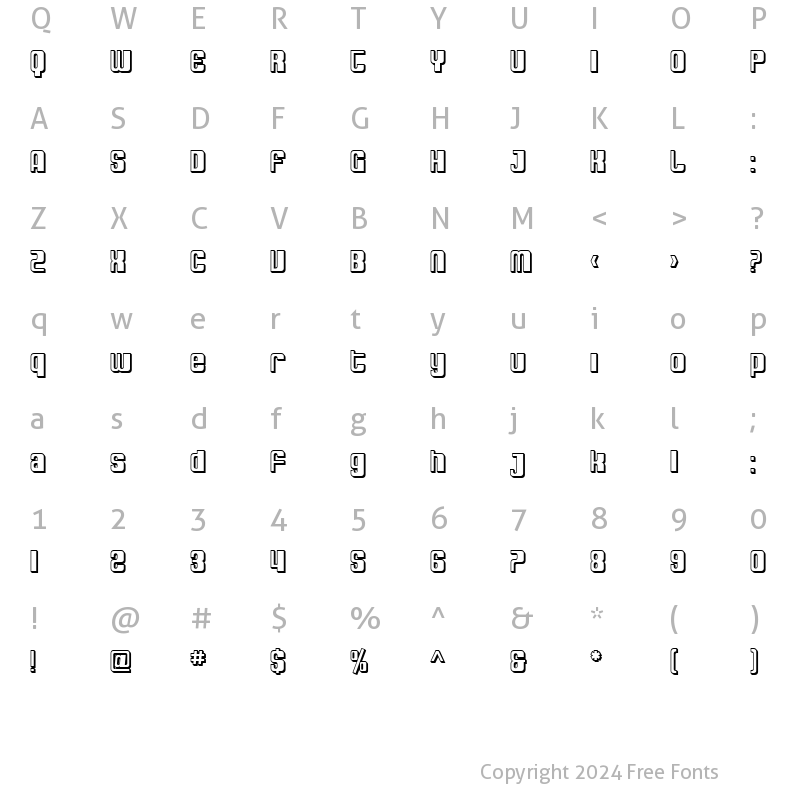 Character Map of SF DecoTechno Shaded Regular