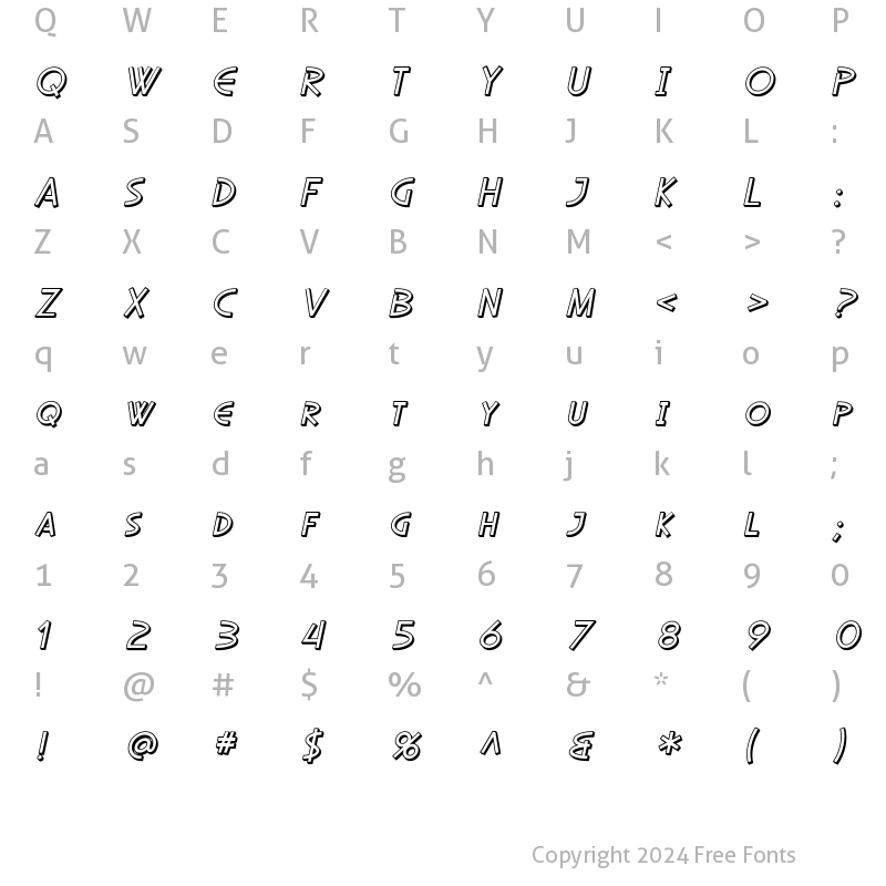 Character Map of SF Diego Sans Shaded Oblique