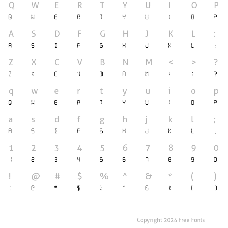 Character Map of SF Digital Readout Medium