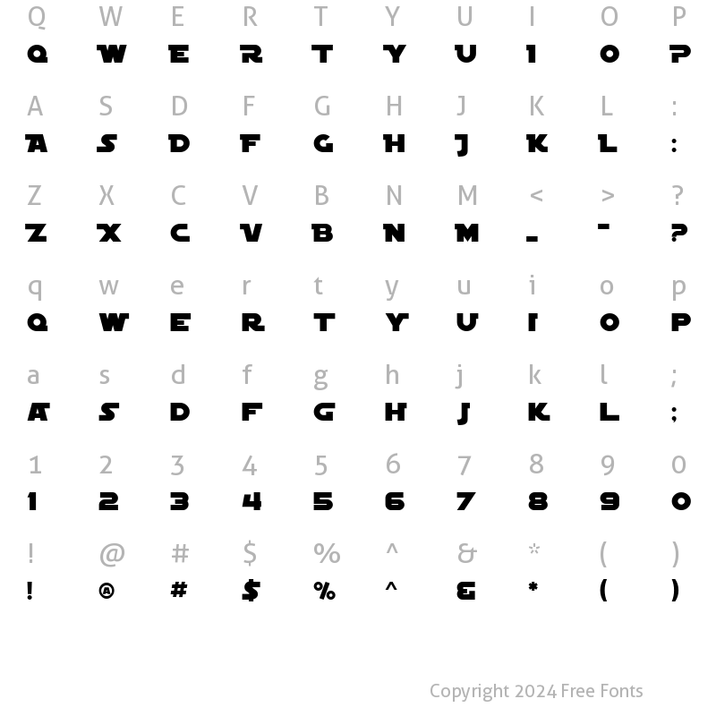 Character Map of SF Distant Galaxy Alternate Regular