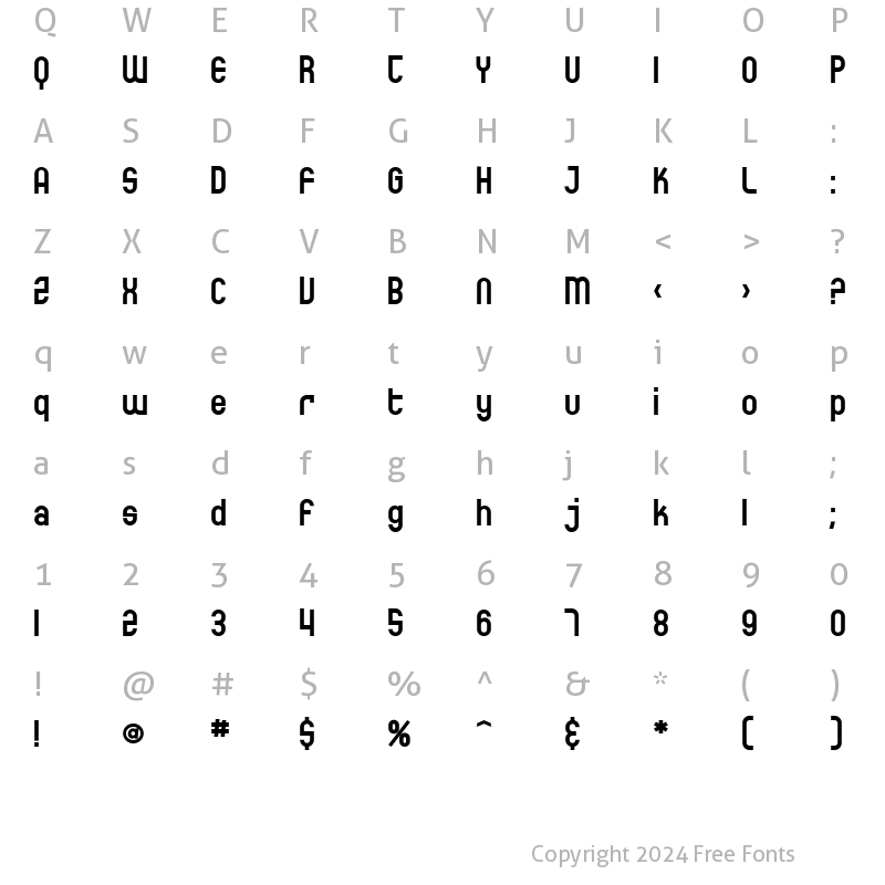 Character Map of SF Eccentric Opus Bold