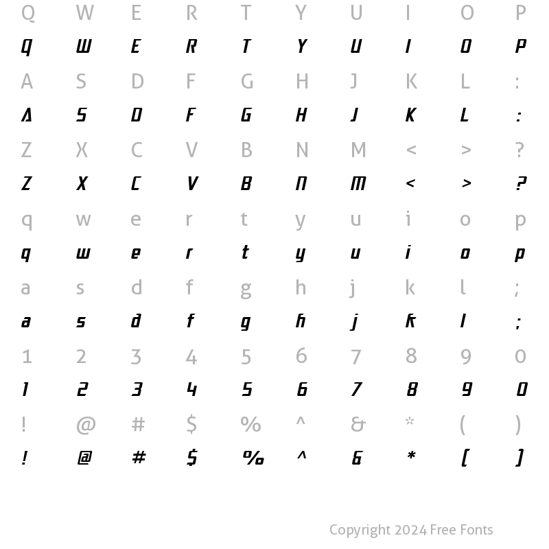 Character Map of SF Electrotome Oblique