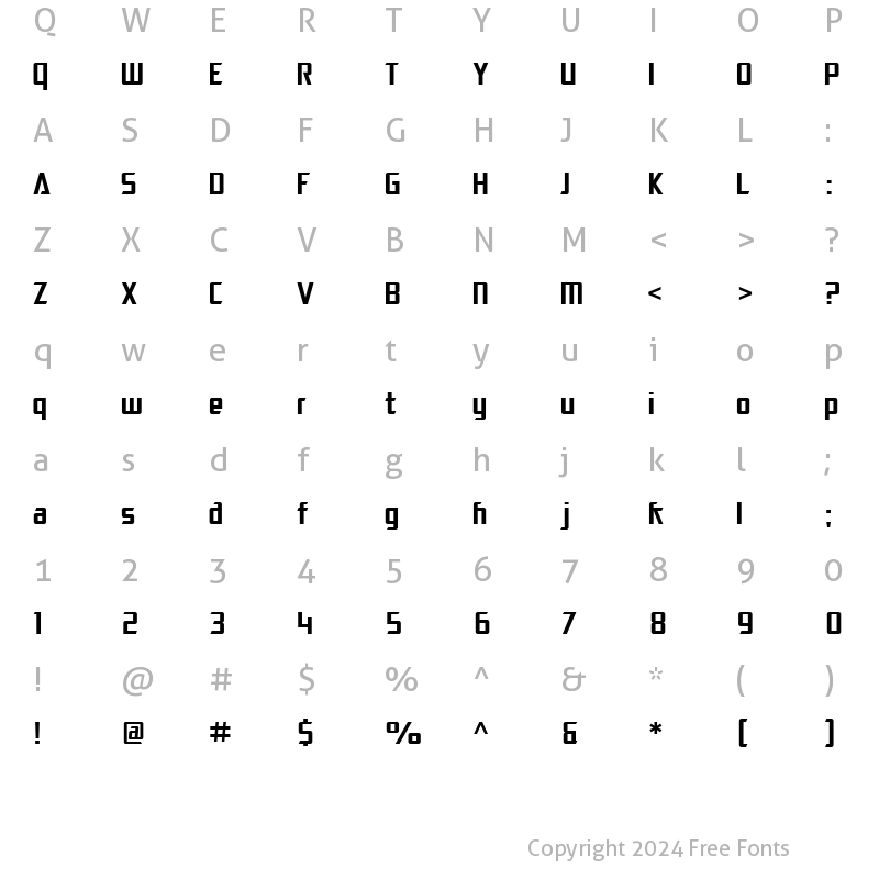 Character Map of SF Electrotome Regular