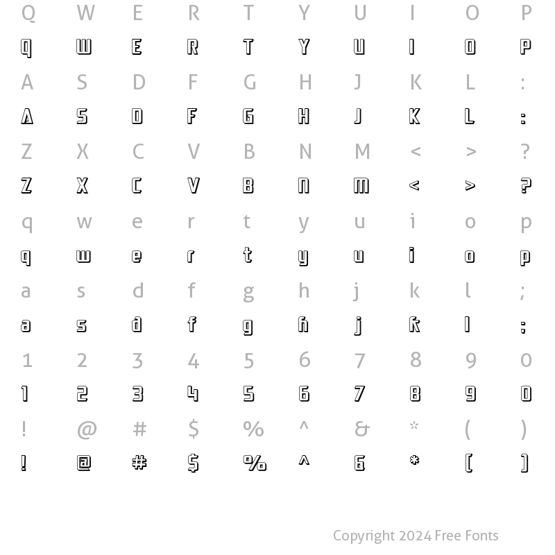 Character Map of SF Electrotome Shaded Regular