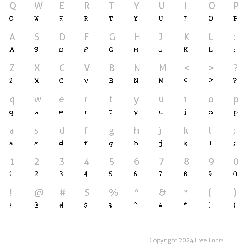 Character Map of SF Espionage Medium Regular