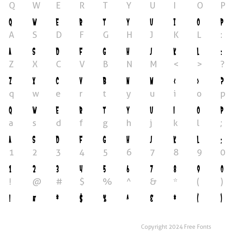 Character Map of SF Ferretopia Bold