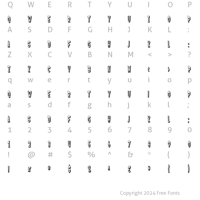 Character Map of SF Ferretopia Shaded Regular