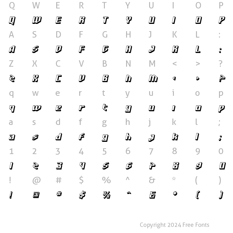 Character Map of SF Funk Master Oblique