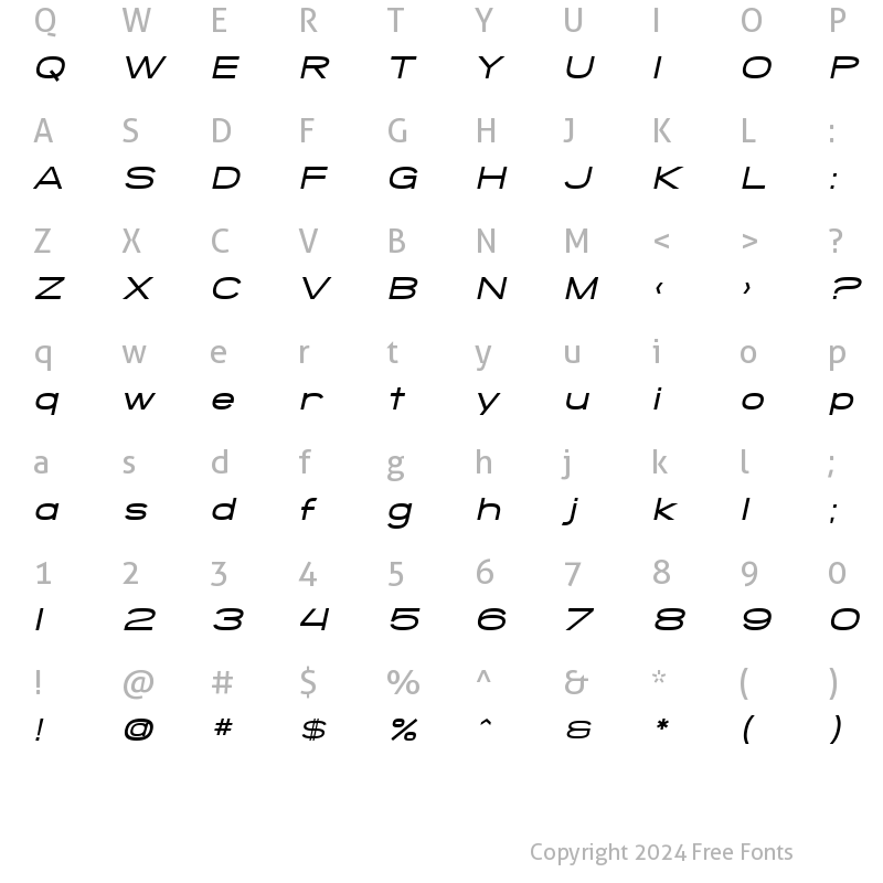 Character Map of SF Grandezza Medium Oblique