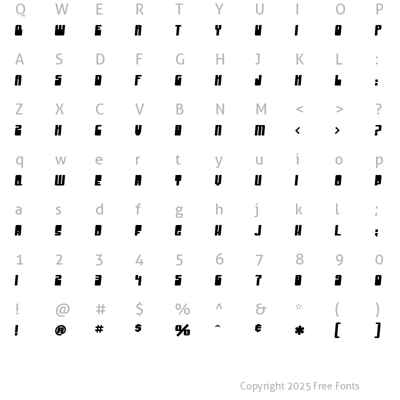 Character Map of SF Groove Machine Bold