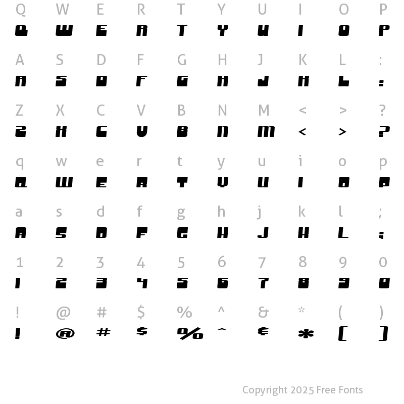 Character Map of SF Groove Machine Extended Regular