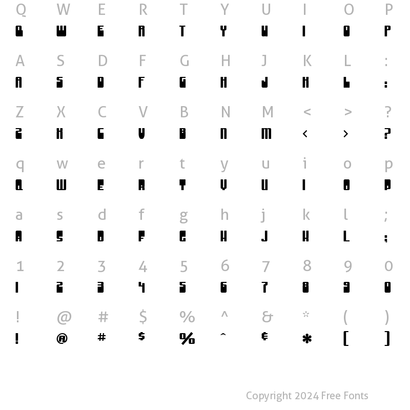 Character Map of SF Groove Machine Upright Regular