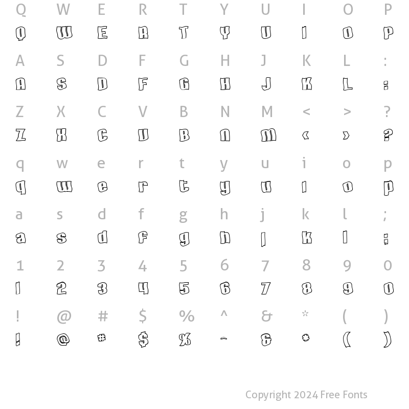 Character Map of SF Hallucination Outline Regular