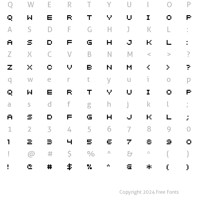 Character Map of SF Intermosaic B Regular