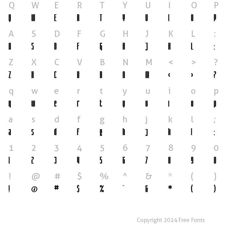 Character Map of SF Iron Gothic Bold