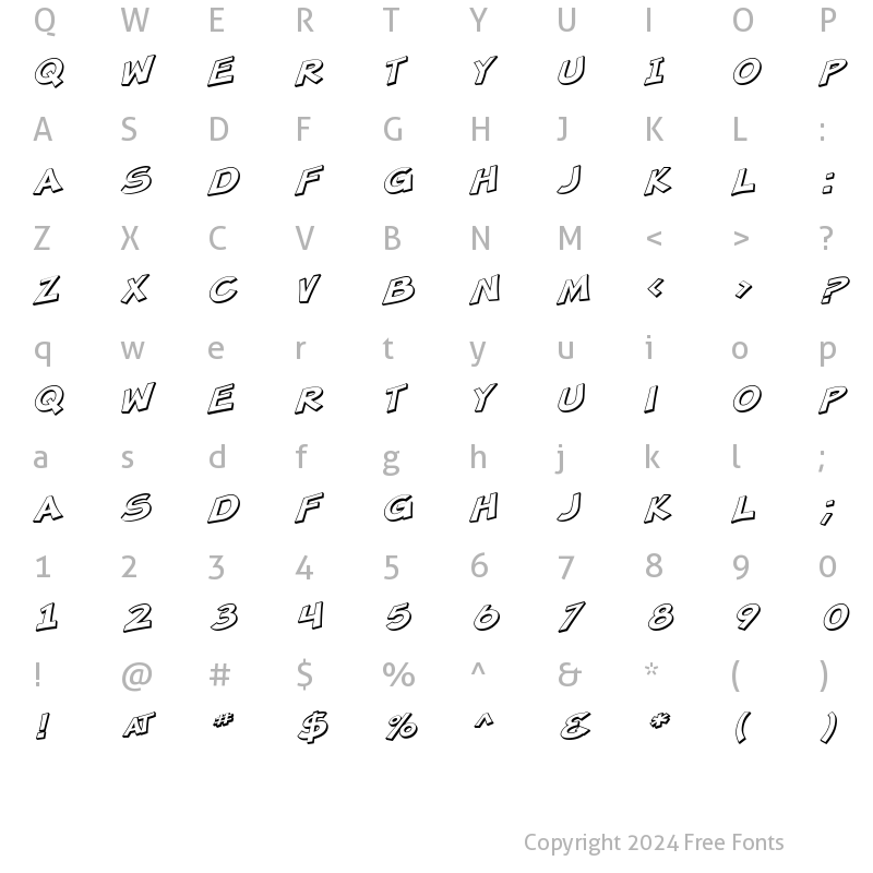 Character Map of SF Minced Meat Shaded Oblique