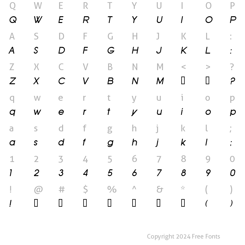 Character Map of SF Old Republic Italic