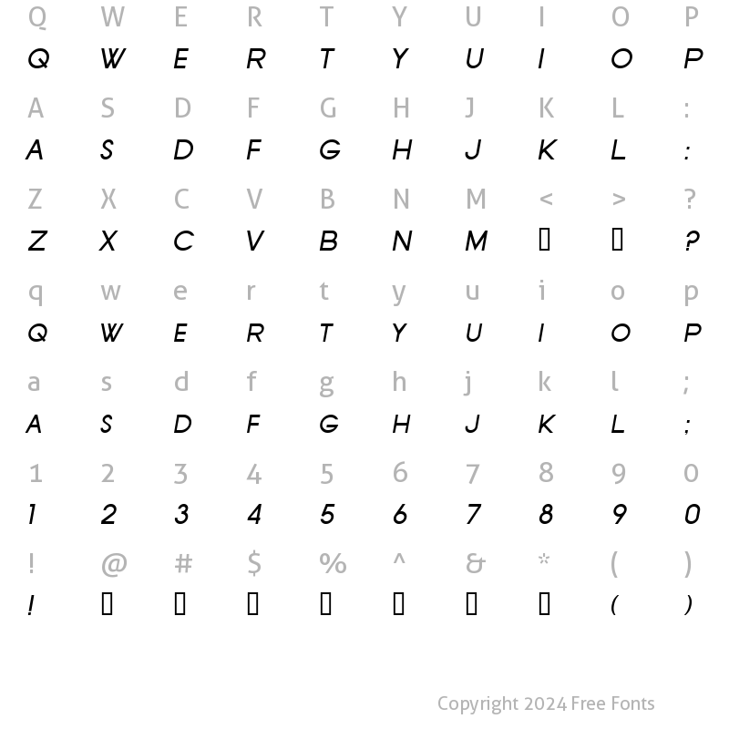 Character Map of SF Old Republic SC Italic