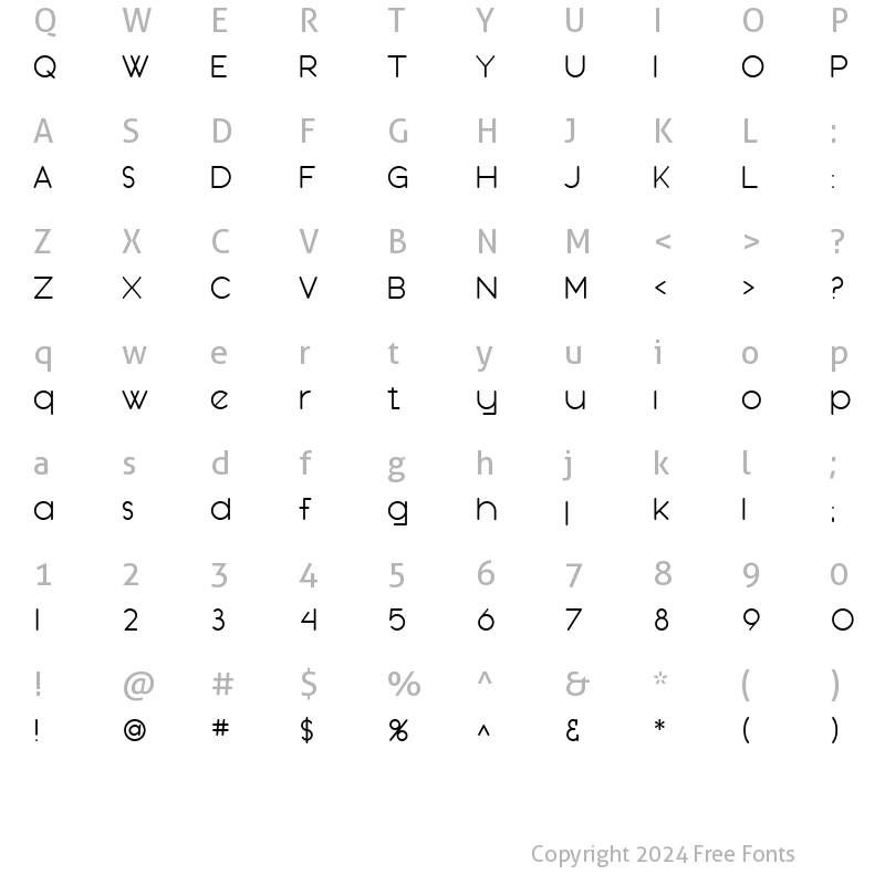 Character Map of SF Orson Casual Light Regular