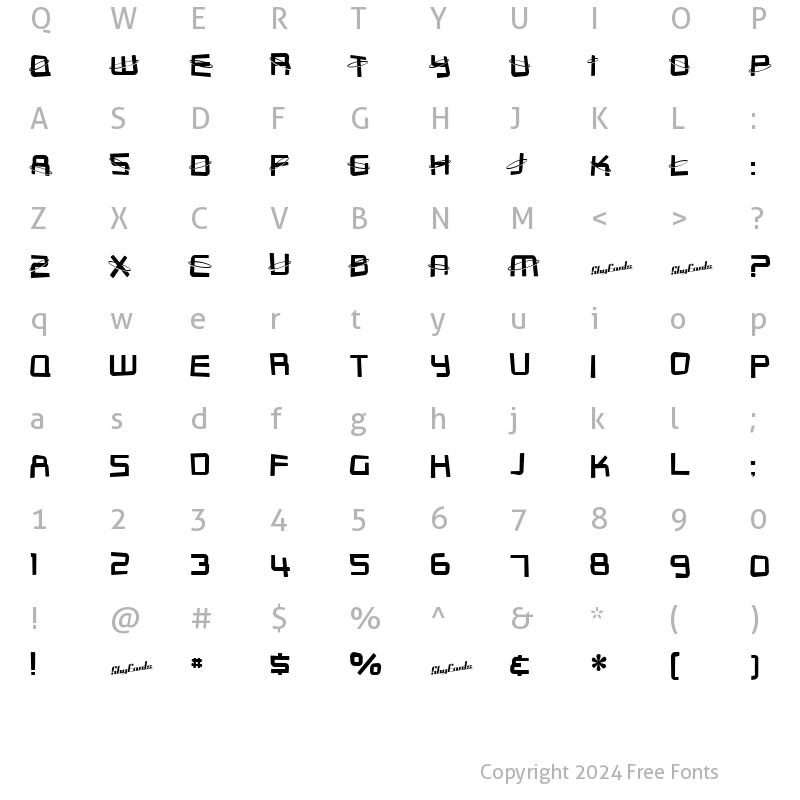 Character Map of SF Outer Limits DistUpright Regular