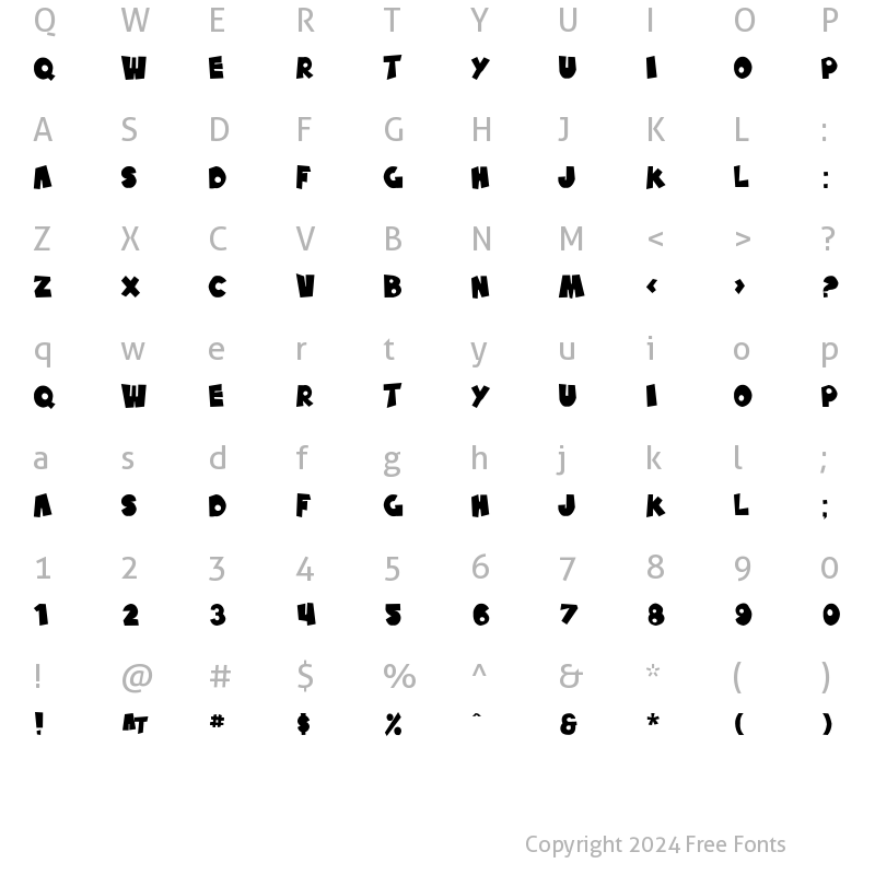 Character Map of SF Pale Bottom Regular