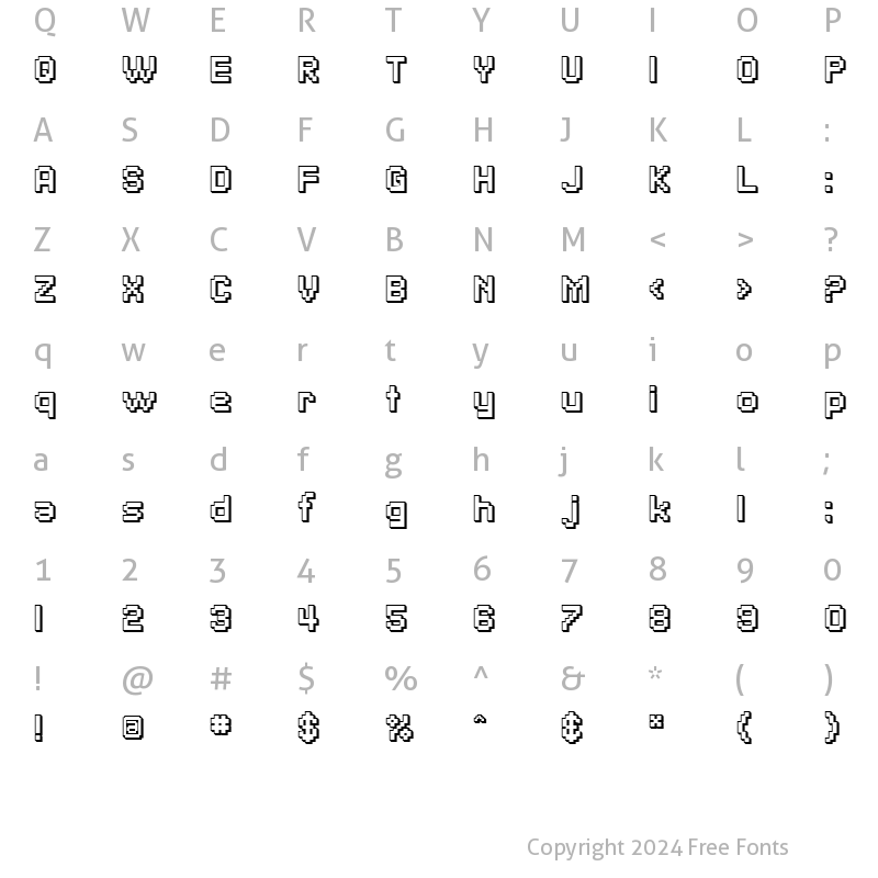 Character Map of SF Pixelate Shaded Bold