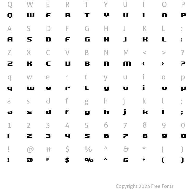 Character Map of SF Quartzite Bold