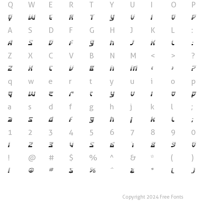 Character Map of SF Retroesque FX Oblique