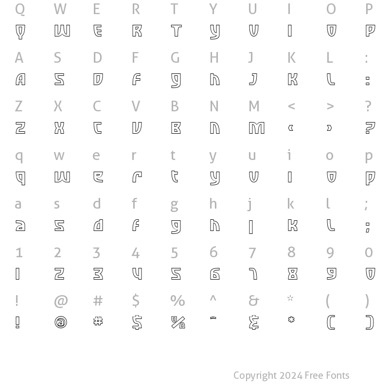 Character Map of SF Retroesque Outline Regular