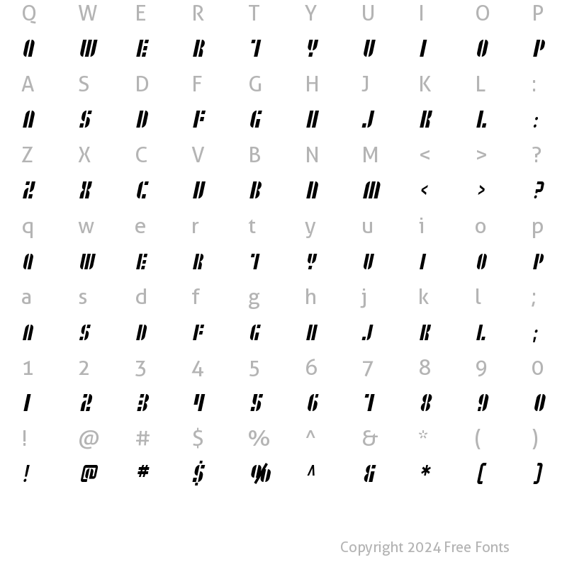 Character Map of SF RetroSplice SC Condensed Regular