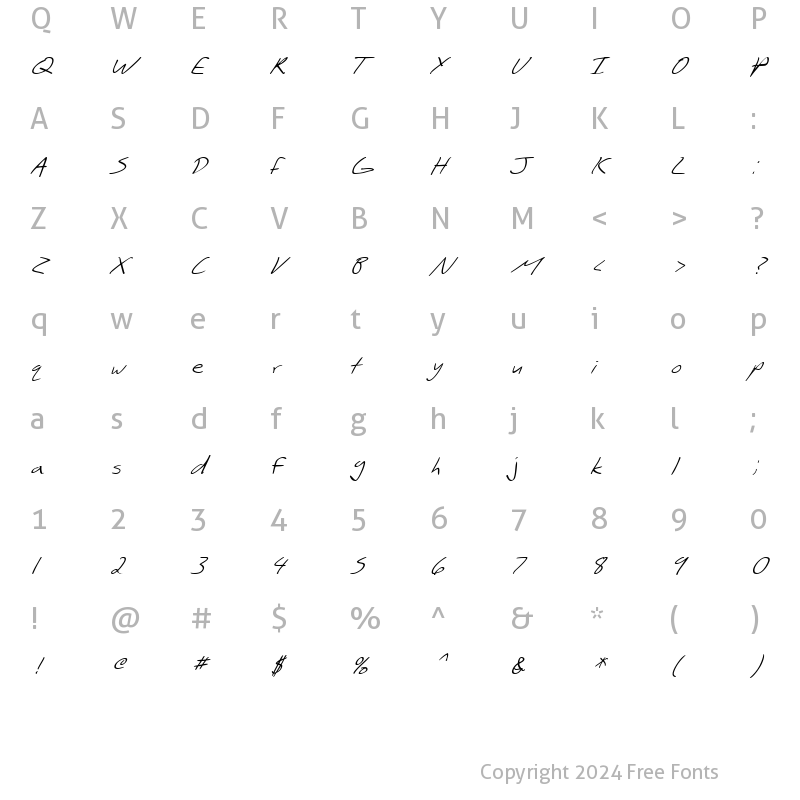 Character Map of SF Scribbled Sans Italic