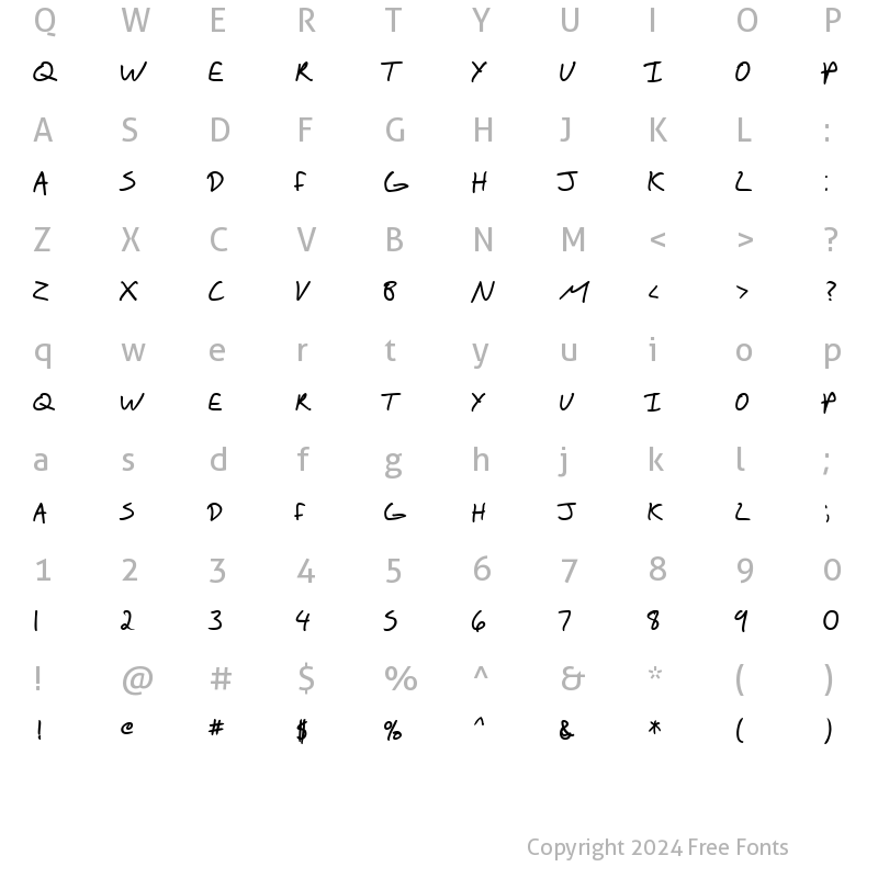 Character Map of SF Scribbled Sans SC Bold