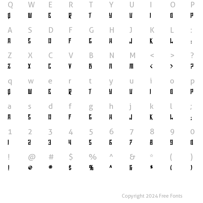 Character Map of SF Shai Fontai Bold