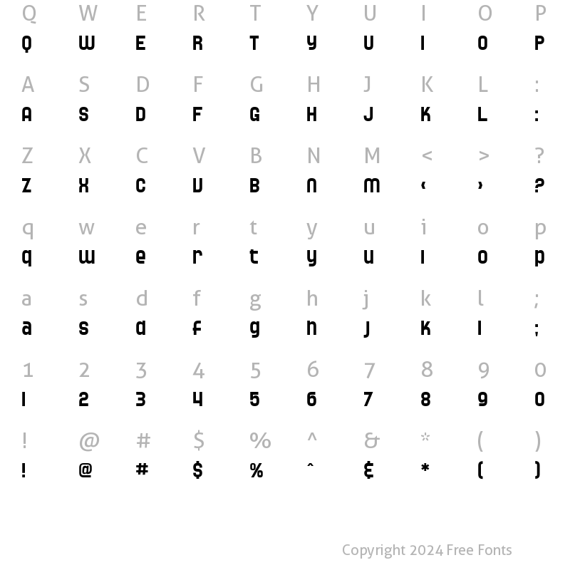 Character Map of SF Speedwaystar Regular