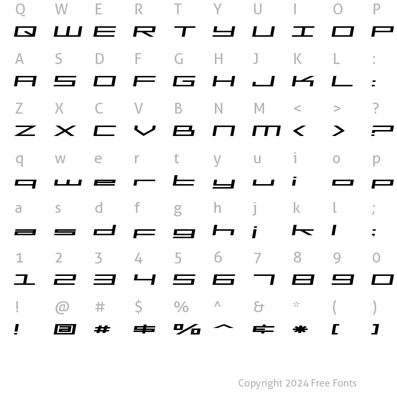 Character Map of SF Square Head Extended Italic