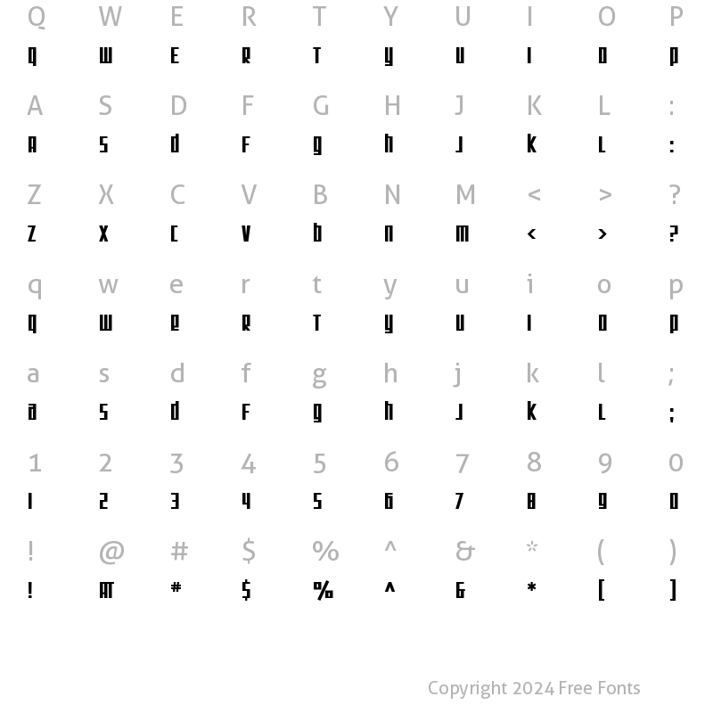 Character Map of SF Square Root Bold