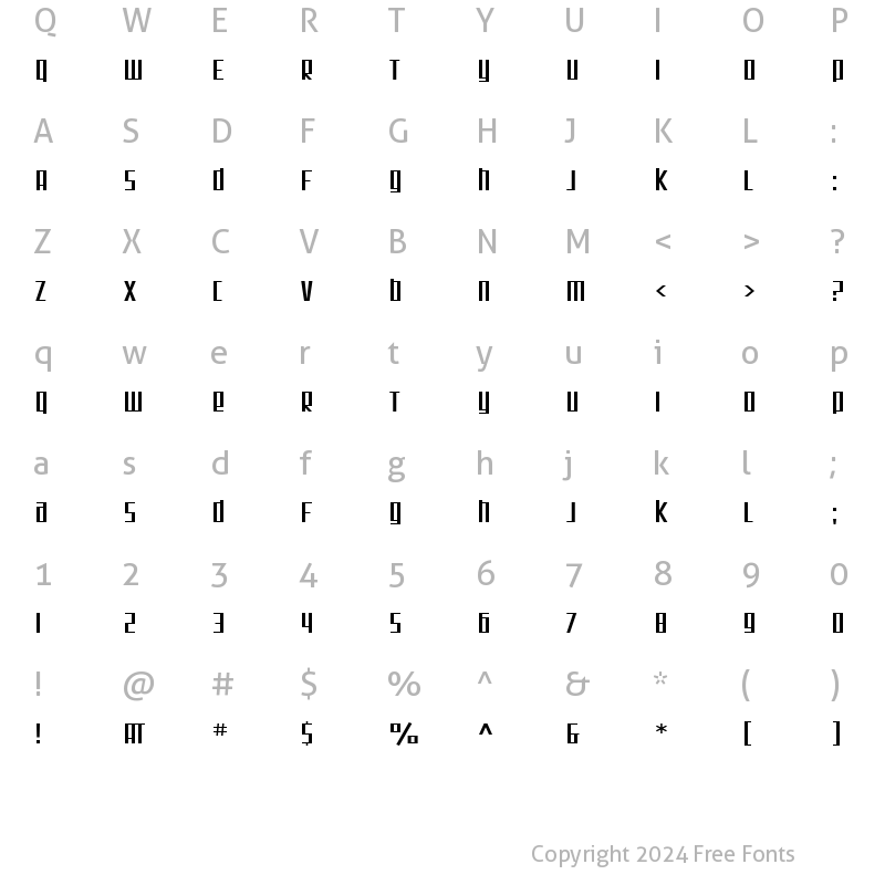 Character Map of SF Square Root Extended Regular