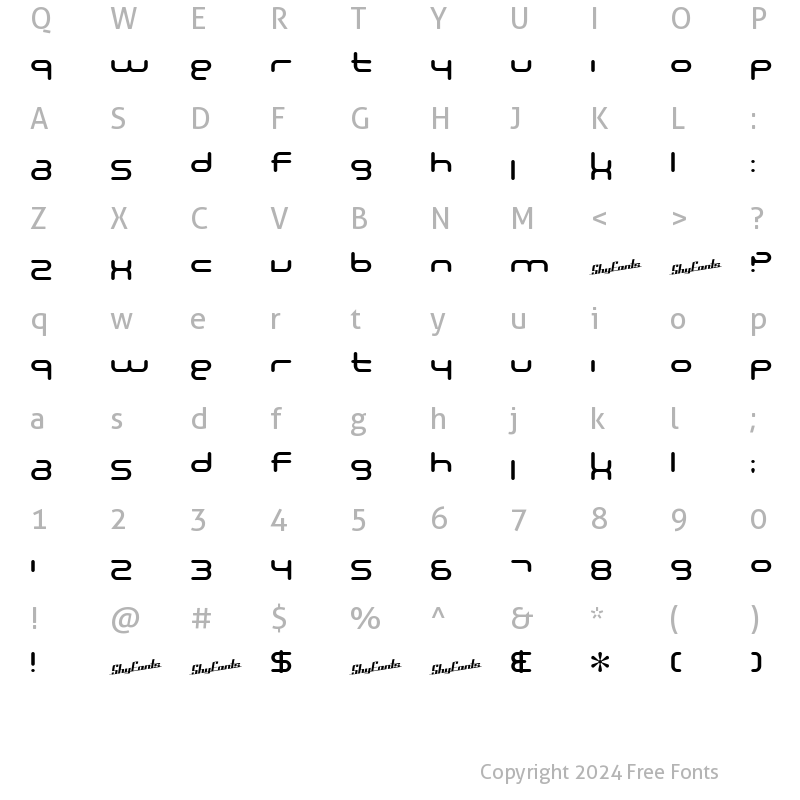 Character Map of SF Technodelight NS Regular