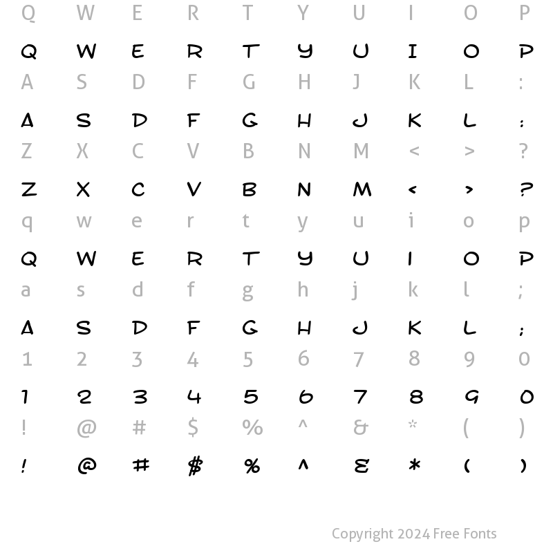 Character Map of SF Toontime Extended Regular