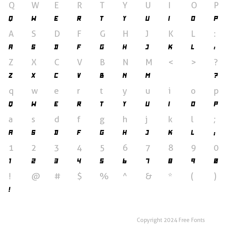 Character Map of SF WADIM GIANT ITALIC