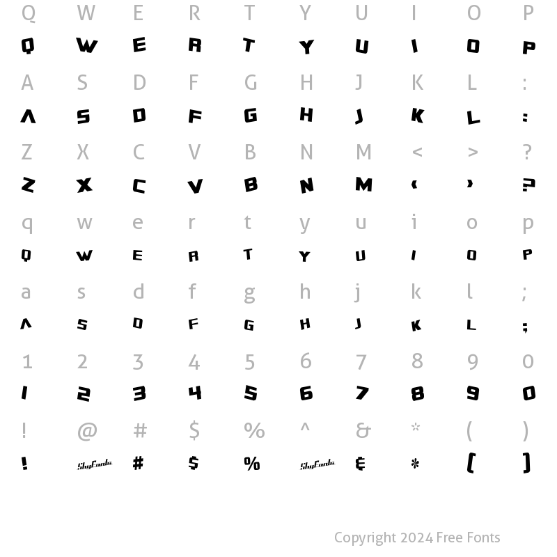 Character Map of SF Zero Gravity Condensed Regular